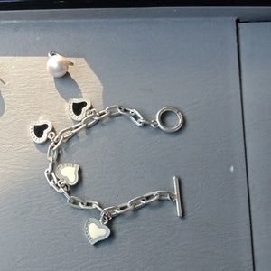 bracelet silver 925 and fresh water pearl  earring